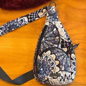 Vera Bradley Navy, Purple & Cream Quilted Crossbody Sling